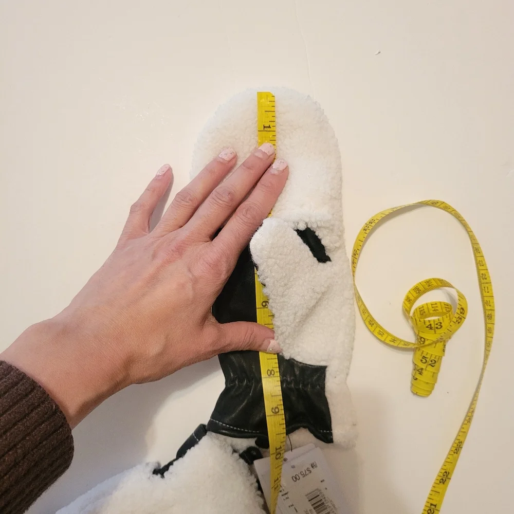 UGG Faux‎ Sherpa/leather Flip Mittens NWT L/XL Rare Skiing Outdoors Cold Weather